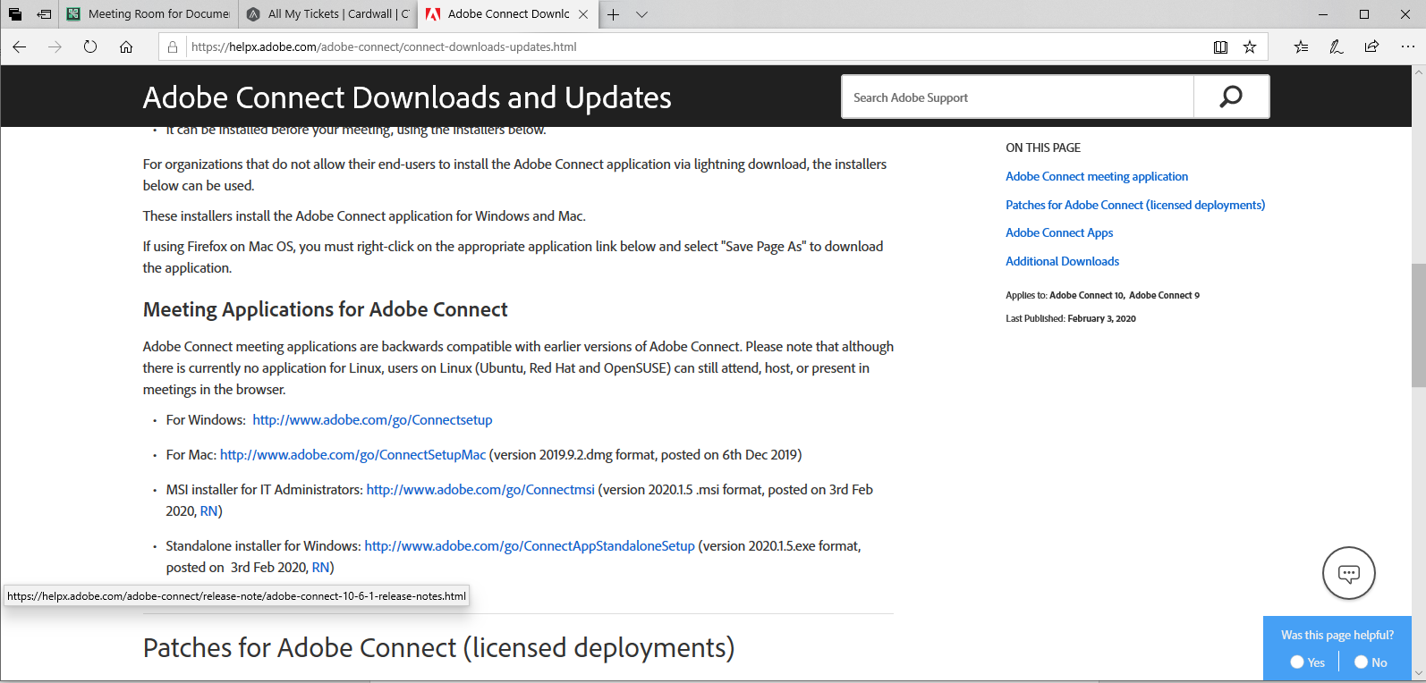 Adobe Connect install page